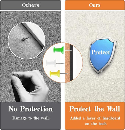 Miratino 2-Pack Cork Board Bulletin Board, 16x11 Inches Wooden Frame Pin Board, Cute Cork Boards for Walls Hanging for Office, Home Decor, School (Pins, Clips, Strings) Black