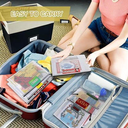 Board Game Storage, Board Game Organizer with 12pcs Zipper Bags and Writable Stickers, Board Game Organizers Storage with Lid for Office Supplies,Puzzles,Video Game,Craft Product (Black, 2-Pack Large)