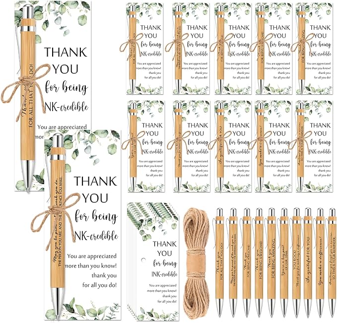 Fulmoon 20 Set Employee Appreciation Gifts May You Be Proud Sign Wood Bamboo Pens with Thank You Bookmark Cards for Coworker Back to School Gifts for Classroom Teacher Student Supplies Party Favor