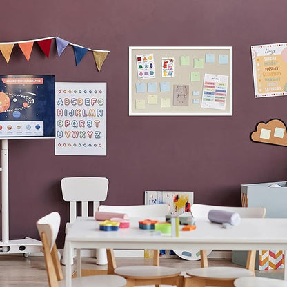 Cork Board with Linen White 2Pack,Bulletin Board 23"x17" Hanging Corkboards for Office Home School Message Board or Vision Board Decoration.