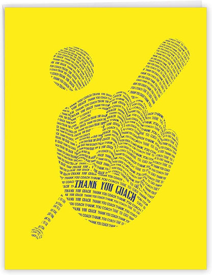NobleWorks - 1 Jumbo School Coach Teacher Thank You Greeting Card From US with Envelope (8.5 x 11 Inch) Teams Sports and Student Athlete Gratitude Appreciation Notecard - Baseball Mitt J3124TYG-US