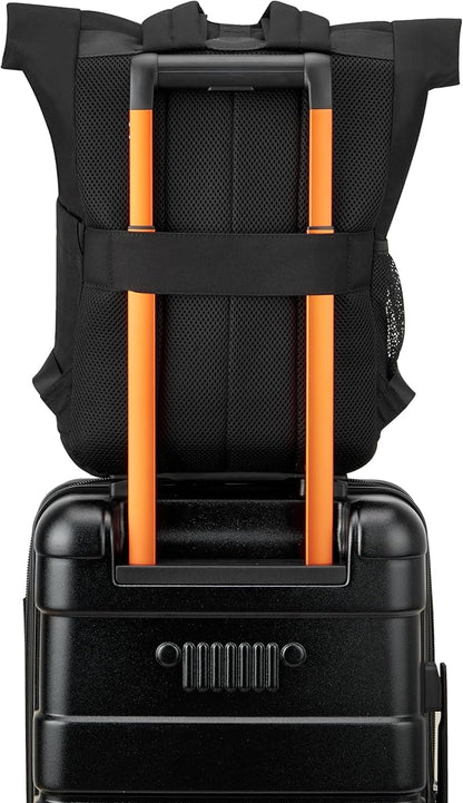Jeep JS016D Rolltop Travel Backpack, Black, 17" Laptop
