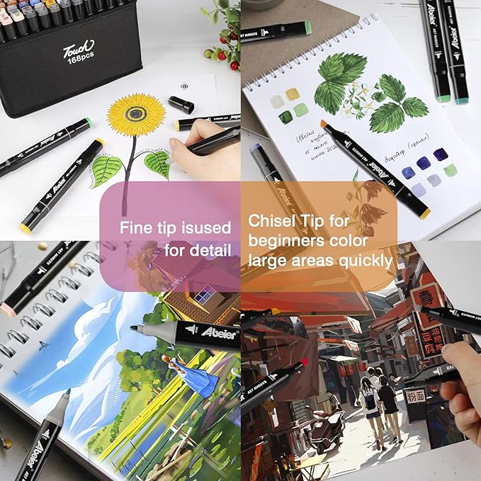 120 Colors Alcohol Markers Set, Dual Tips Blender Art Markers for Drawing, Permanent Sketch Markers for Kids adult coloring, Alcohol Based Markers, Adults Coloring and Artist Illustration.