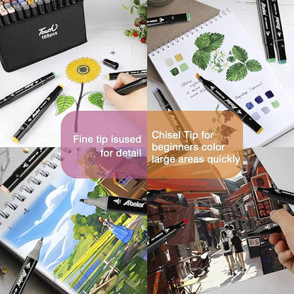 120 Colors Alcohol Markers Set, Dual Tips Blender Art Markers for Drawing, Permanent Sketch Markers for Kids adult coloring, Alcohol Based Markers, Adults Coloring and Artist Illustration.