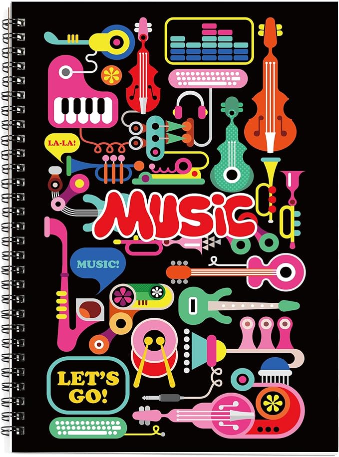 MAXCURY Blank Sheet Music Composition Manuscript Staff Paper Art Music Notebook Black 100 Pages 26x19cm (Music Factory)