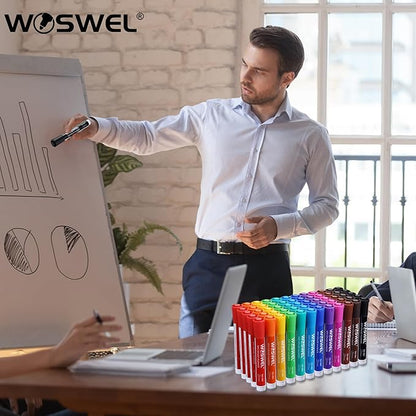 Dry Erase Markers, 60 Bulk Pack, 12 Assorted Colors Chisel Tip Whiteboard Markers, Chisel Point Low Odor Dry Erase Markers