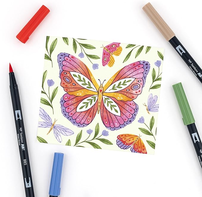 Tombow 56168 Dual Brush Pen Art Markers, Secondary, 10-Pack. Blendable, Brush and Fine Tip Markers