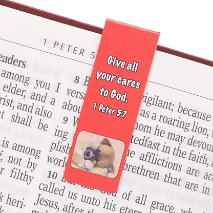 Christian Art Gifts Magnetic Scripture Bookmark Set with Bible Verse: Special Treasure - Deuteronomy 14:2 Inspirational Puppy-Themed Magnetic Pagemarker Set of 6 for Bibles and Books Size 2.3" x 0.8"
