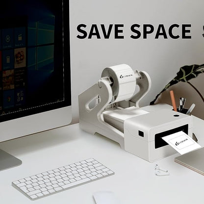 Guermok Thermal Shipping Label Holder for Rolls & Fan-Fold, Fragile Stickers for Shipping, Label Stand Desktop Printer Holder-Home Office Accessory- Sticker Dispenser for Holographic Vinyl