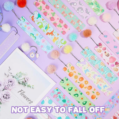 Outus 24 Pcs Kids Bookmarks with Pendant, Cute Bookmarks for Kids, Bookmarks Gifts Bulk for Girls, Women, Teens, Bookmarks with Rulers, Christmas Party Favors School Classroom Reading Presents