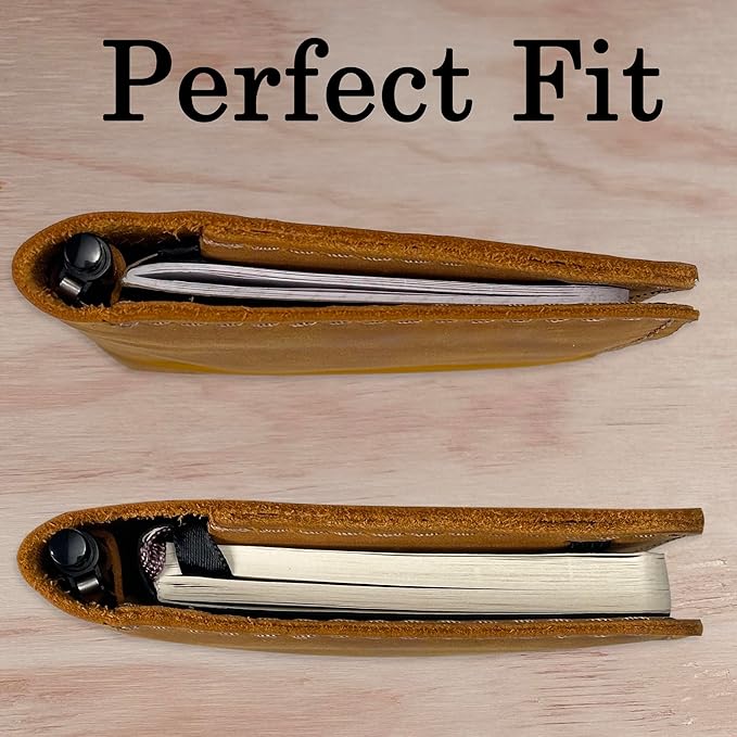 Leather Cover for Field Notes, Passport Cover, Leather Notebook Cover for 3.5" x 5.5" with Pen Holder, Only Cover (Honey)