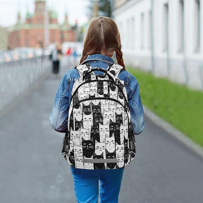 MNSRUU Laptop Backpack with Chest Strap, Black Cat School Backpack, Travel Hiking Backpack for Boys Girls Teen Adult, Rucksack, Knapsack