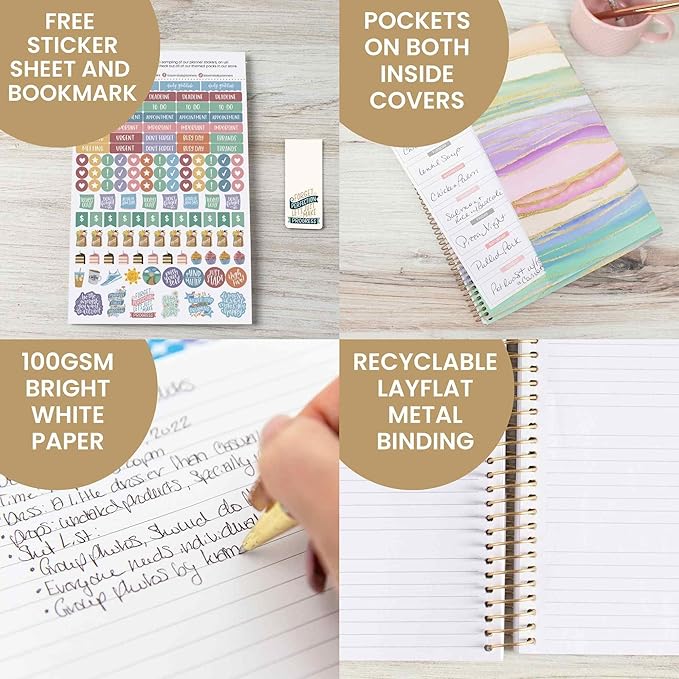 bloom daily planners 2025 Planner (8.5" x 11") Calendar Year Day Planner (January 2025 - December 2025) - Weekly & Monthly Agenda Organizer with Stickers & Tabs - Watercolor Waves