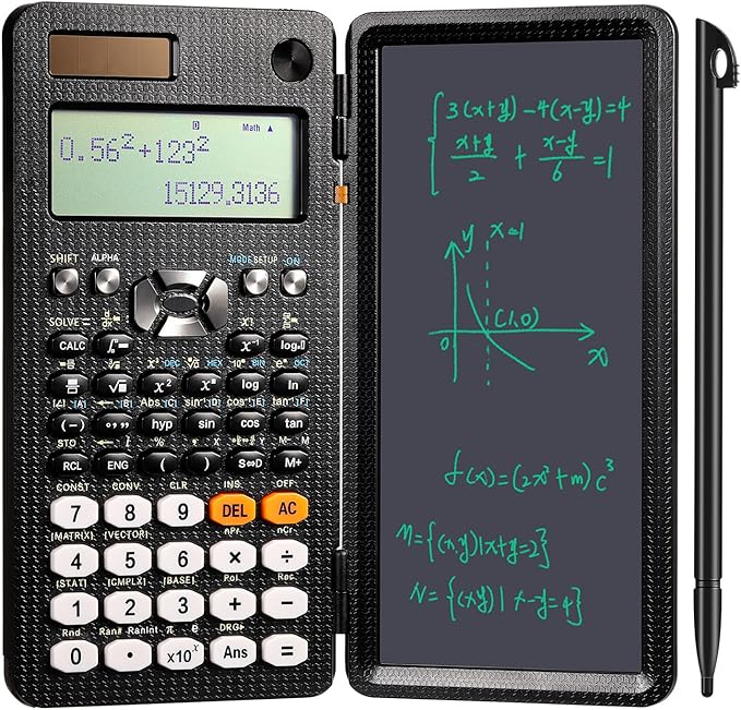 Scientific Calculators with LCD Writing Tablet Math Calculator for School Solar Powered Calculator Small Calculator with Notepad for Middle High School Student(991ES, 417 Functions)