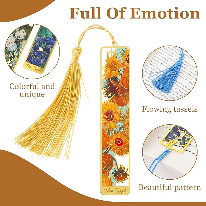 Sibba Book Marks for Book, 4Pcs Hollow Flower Metal Bookmarks with Tassels, Durable Retro Handmade Bookmarks for Women Kids Students Teachers and Book Lovers, Pretty&Increase Reading Interest