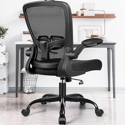 FelixKing Office Chair, Ergonomic Desk Chair with Adjustable Height and Lumbar Support Swivel Lumbar Support Desk Computer Chair with Flip up Armrests for Conference Room (Black)