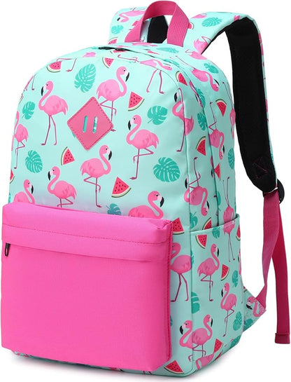 Flamingo School Backpack for Teens Girls, Womens College Bookbags Kids School Bags Laptop Backpacks