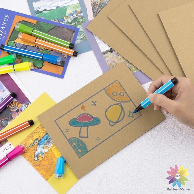 Mat Board Center, 25 pack 9x12 Brown Cardboard sheet, 1/8 inch thick, Flat Corrugated Cardboard Inserts for Packing, Shipping, Mailing, Cardboard Backing, Art Craft Card Board