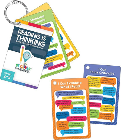 Carson Dellosa Be Clever Wherever Reading is Thinking Things on Rings, Reference Flash Cards Covering Critical Thinking Skills and Strategies for Evaluating Text, Grades 2-5 Flashcards