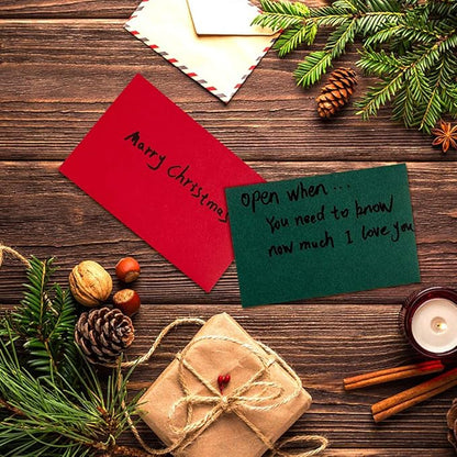 120 Pack Mini Envelopes Christmas Red and Green Envelopes Self-Adhesive Kraft Paper Tiny Pockets for Holiday Small Gift Cards Invitations Business Notes(4.13"×2.76") (Green and Red)