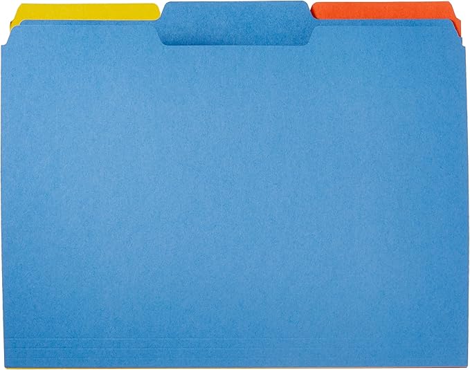 Amazon Basics AMZ401 File Folders - Letter Size (100 Pack) – Assorted Colors