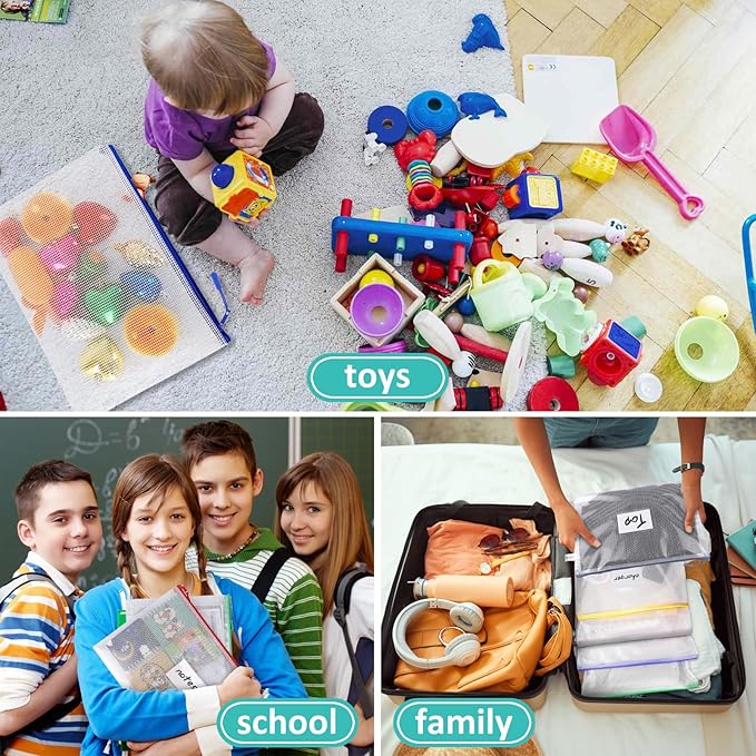 12pcs Mesh Zipper Pouch Bags, Extra Large A3 Puzzle Bag for Organizing, 12 Colors, 12 Packs, Classroom Must Have Storage Bag, File Bags for School, Board Games and Office Supplies