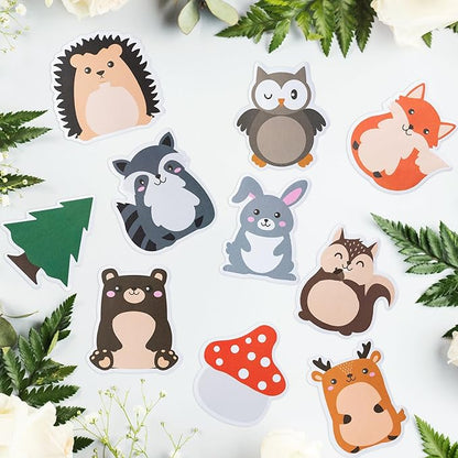 30 Pack Woodland Animals Sticky Notes, Total 600 Sheets, Cartoon Owl Squirrel Rabbit Shaped Self Sticky Memo Pads for Office School Student Kids Class Birthday Party Favors Goodies Bag Fillers