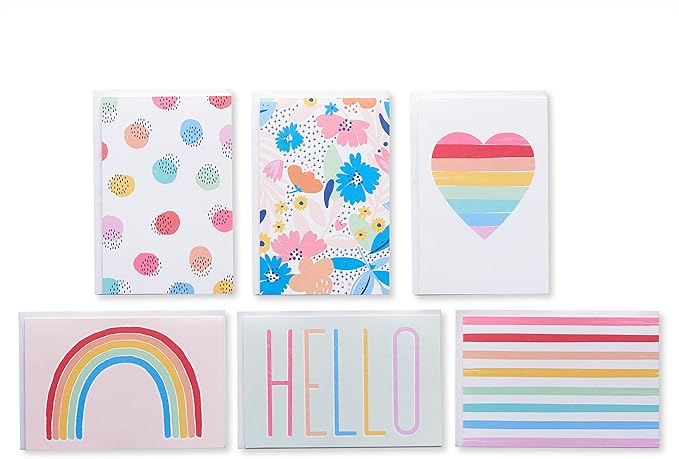 American Greetings Blank Cards with White Envelopes for All Occasions, Rainbow Designs (48-Count)