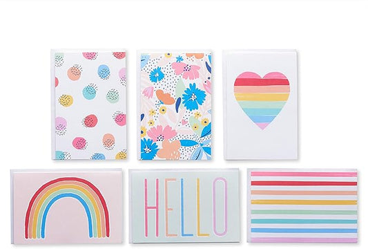 American Greetings Blank Cards with White Envelopes for All Occasions, Rainbow Designs (48-Count)