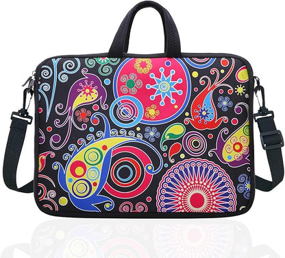 14 Inch Neoprene Laptop Sleeve Case Bag with shoulder strap For 14" Notebook/MacBook/Ultrabook/Chromebook (Classic colorful)