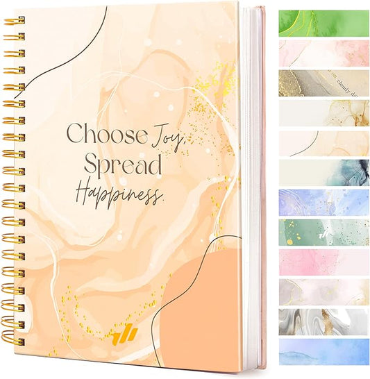 Spiral Journal Notebook - 10.25" x 7.25" Large 100 GSM Paper, 300 Pages. Spiral Notebook Journal for Women - Premium Quality Spiral-Bound Journaling Notebooks. - Choose Joy (Marble)