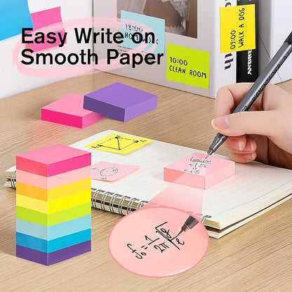 HappyHapi Sticky Notes 1.5x2 Inches Self-Stick Pads, Colorful Sticky Notes 100 Sheets/Pad, 8 Bright Colors Sticky Notes for Office Supplies, School, Home