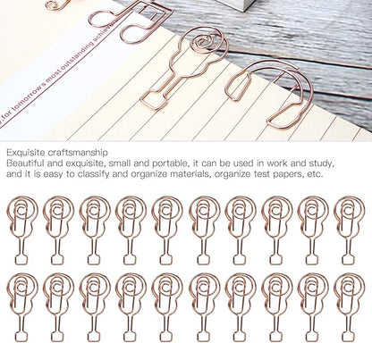 Shaped Paper Clips, Cute Guitar Shaped Paper Clips Notebook Metal Material for