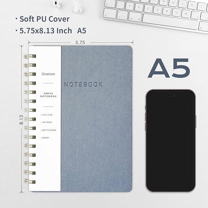 Lined Spiral Notebook College Ruled A5 Journal Book for Note Taking, 160 Pages Writing Journal for Office and Home School Supplies 5.75x8.125 inch (3pack-Reefblue)