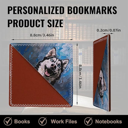 4 Pieces Leather Bookmarks, Cute Book Accessories for Reading Lovers, Page Markers for Women Men Kids Students Teachers Retirement Birthday Gift (Cute Dog)