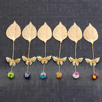 Toirxarn Gold Leaf Bookmark with Butterfly Charm - Elegant Bookmarks for Women, Book Lovers Gifts, Book Marker for Reading, Teacher Appreciation Gifts, Unique Birthday Gifts, Religious Gifts