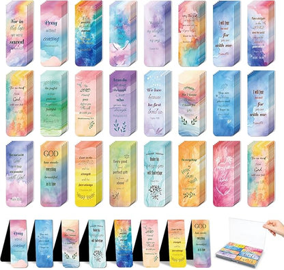 48 Piece Bible Verse Magnetic Bookmarks - Christian Scripture Inspirational Book Marks with Boxes - Religious Motivational Book Marker Prayer Page Clips for Women & Men Reading Gifts(Rainbow Style)
