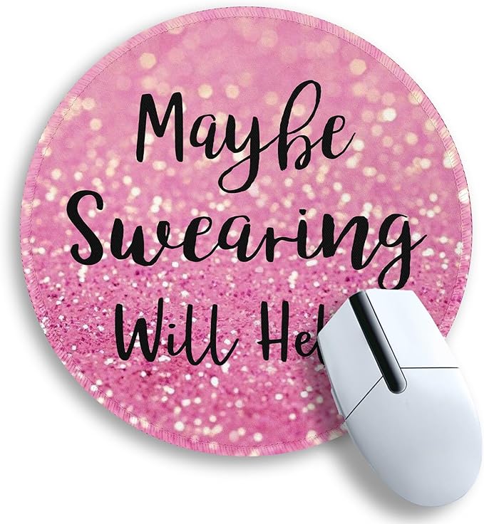 Gctriki Computer Mouse Pad, Funny Pink Round Mouse Pads for Desk Travel Work Laptop Gaming, Cute Pink Home Office Supplies Desk Accessories Decor Inspirational Gifts for Women