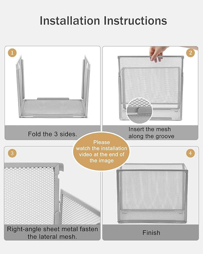 Oterri Hanging File Organizer, Metal File Organizer, Portable Desktop File Organizer for Letter Size Folder, Mesh Hanging File Crate for Office/Home/School,Folders Not Included(Gray,2 Pack)