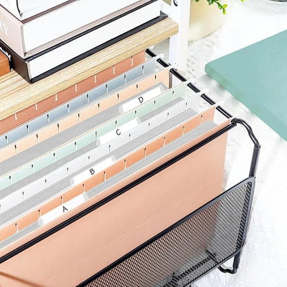 SUNEE 25 Count Hanging File Folders, Pastel Colors, Hanging File Folders Letter Size, Hanging Folders with 1/5-cut Tabs, Designed for Bulky Files, Filing Cabinets, Medical Charts