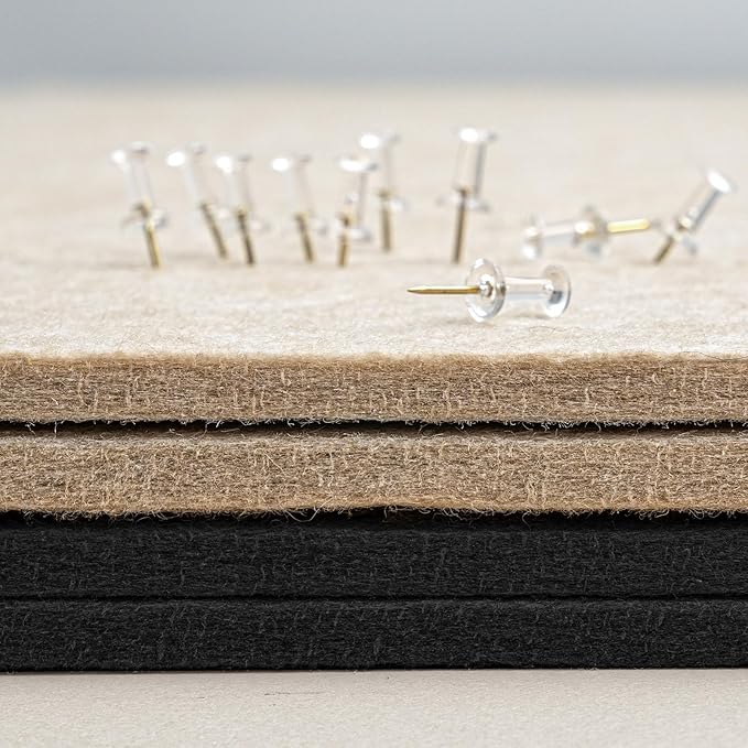 Large Bulletin Board, 60 x 48 inches Decorative Felt Pinboard, 5' x 4' Cork Board Alternative for Wall, Foldable Photo Board Self-Adhesive Vision Board Mood Board with 20 Pushpins - Black