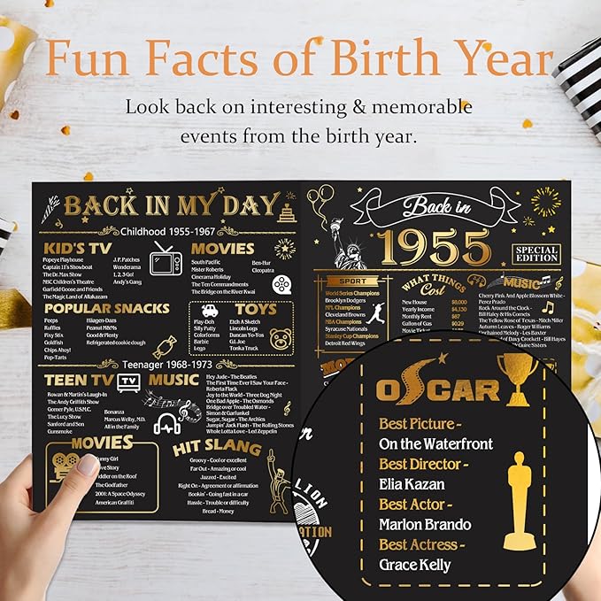 70th Birthday Card for Men Women, Funny 3D Pop Up 70th Birthday Gifts for Grandma Mom Dad, Back In 1955 Happy 70 Year Old Birthday Decorations Cards for Her Him