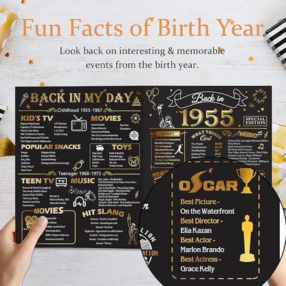 70th Birthday Card for Men Women, Funny 3D Pop Up 70th Birthday Gifts for Grandma Mom Dad, Back In 1955 Happy 70 Year Old Birthday Decorations Cards for Her Him