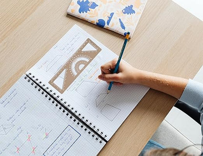 4-in-1 Geometry Set, Metal Math Ruler Kit- Aluminium Protractor, 2 Precision Triangles, Straight Edge Rule - Multifunctional Drafting& Measuring Small Ruler for Kids School - 6 in, Gold