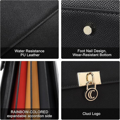CLUCI Briefcase for Women Vegan Leather 15.6 Inch Laptop Bag Large Pocket Business Ladies Shoulder Bag