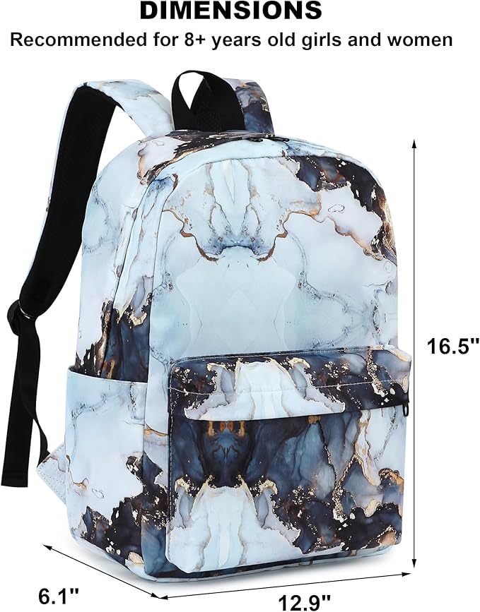Marble School Backpack for Teens Girls, Womens College Bookbags Laptop Backpacks