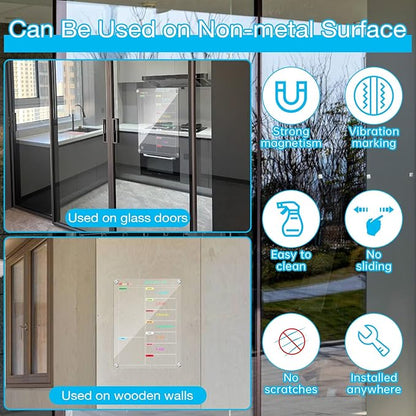 Fridge Calendar Meal Planning Board, Dry Erase Acrylic Magnetic Monthly Weekly Calendar Planner for Refrigerator with 6 Colors Markers (Transparent-Weekly(15.7x11.8"))