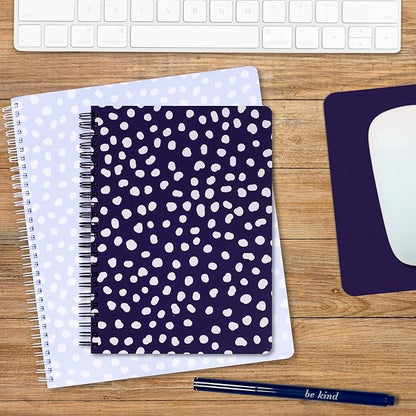 Steel Mill & Co Cute Large Spiral Notebook College Ruled, 11" x 9.5" with Durable Hardcover and 160 Lined Pages, Light Blue Dots