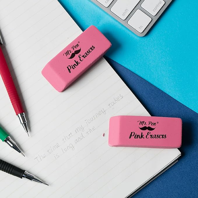 Mr. Pen- Pink Pencil Eraser, 24 Pack, Mr Pen Erasers for Pencils, Large Eraser, Block Erasers for School