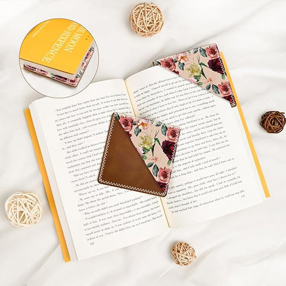 Personalized Leather Bookmarks, Fun & Cute Book Accessories for Reading Lovers, Unbreakable Page Markers for Women Men Girls Boys Student Teacher Kids Retirement Birthday Gifts (Red Rose)